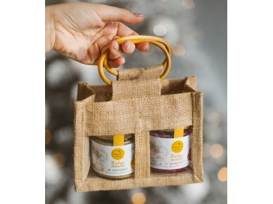 Bee products in jute bag (2 jars)