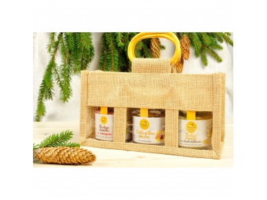Bee products in jute bag (3 jars) 2