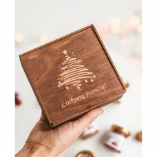 Kalėdinis medaus skanėstų rinkinys dovanų dėžutėje su eglute