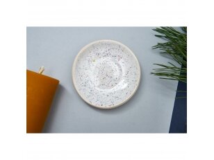 Ceramic plate for candle (white with dots)