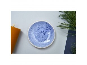 Ceramic plate for candle (blue with dots)