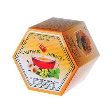 Medaus arbata „Vakaras“ su propoliu, medumi, ramunėlėmis ir melisomis