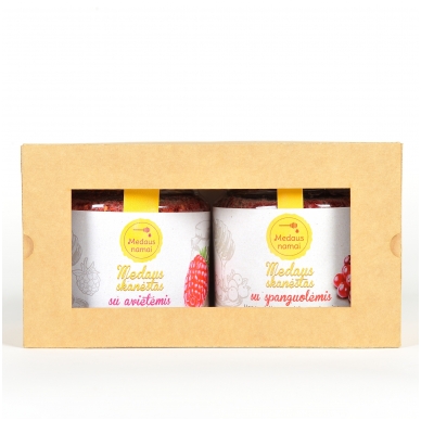 Medaus skanėstų rinkinys dovanų dėžutėje „Linksmų švenčių“ 2