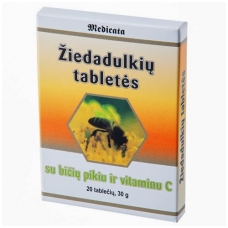 Žiedadulkių tabletės su bičių pikiu ir vitaminu C (imunitetui)